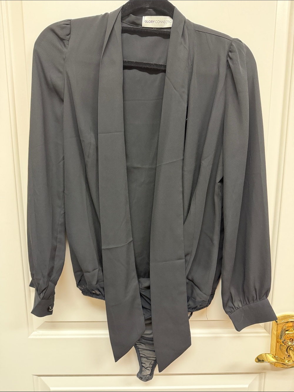 Women's Black Tie-Front Blouse Bodysuit